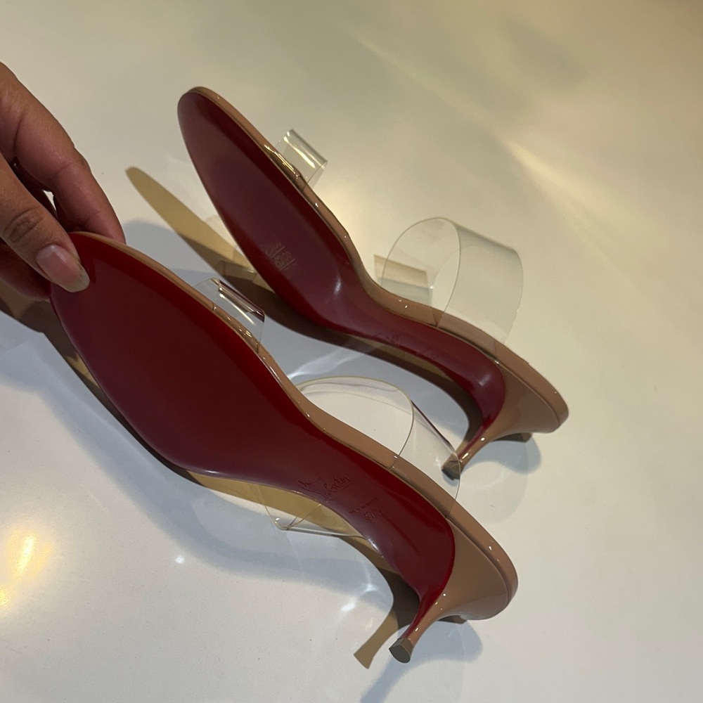 Christian Louboutin Brown and Clear Heels - Picture 2 of 4